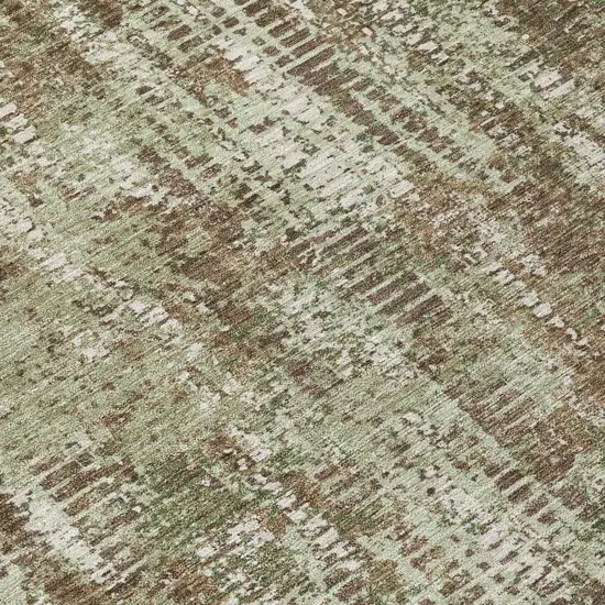 Olive Green And Graphite Abstract Washable Indoor Outdoor Area Rug Photo 6