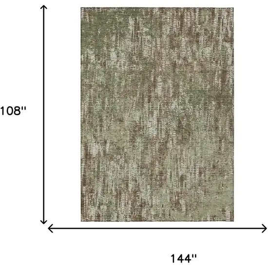 Olive Green And Graphite Abstract Washable Indoor Outdoor Area Rug Photo 7