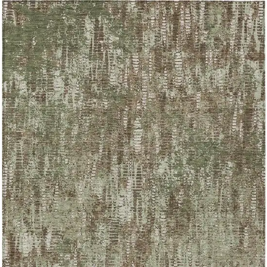 Olive Green And Graphite Abstract Washable Indoor Outdoor Area Rug Photo 4