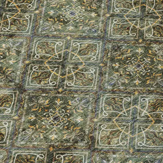 Olive Green And Graphite Geometric Washable Indoor Outdoor Area Rug Photo 8