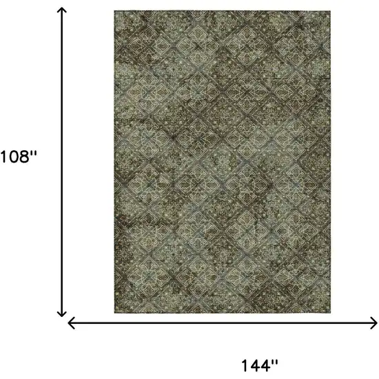 Olive Green And Graphite Geometric Washable Indoor Outdoor Area Rug Photo 9
