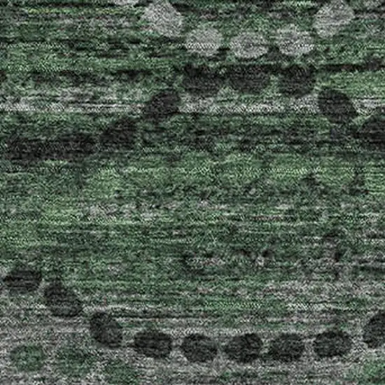 Olive Green And Gray Abstract Geometric Washable Area Rug With UV Protection Photo 3