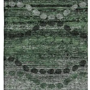 Photo of Olive Green And Gray Abstract Geometric Washable Area Rug With UV Protection