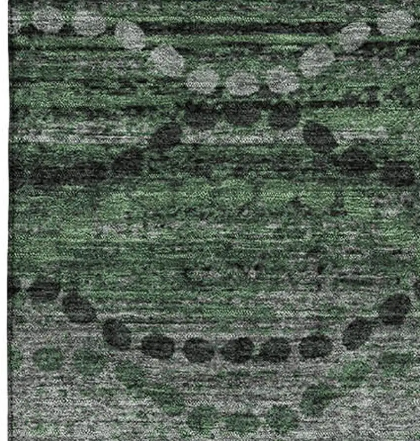 Olive Green And Gray Abstract Geometric Washable Area Rug With UV Protection Photo 4