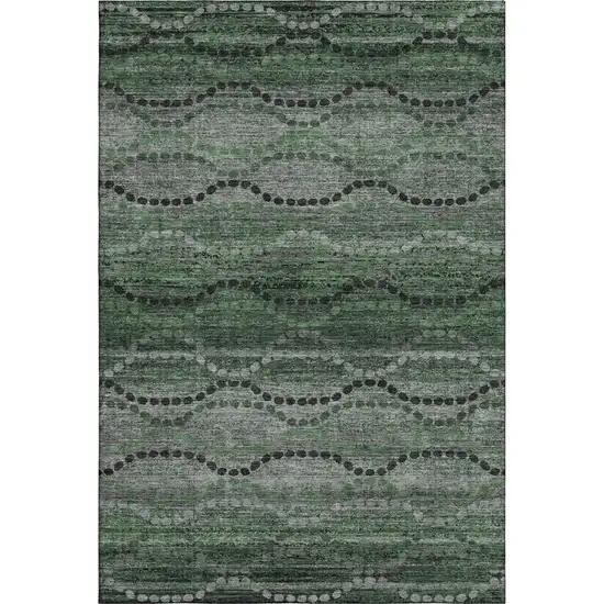 Olive Green And Gray Abstract Geometric Washable Area Rug With UV Protection Photo 1
