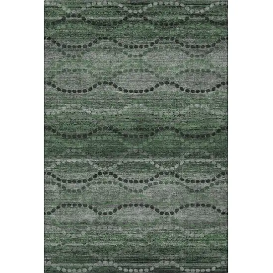 Olive Green And Gray Abstract Geometric Washable Area Rug With UV Protection Photo 4