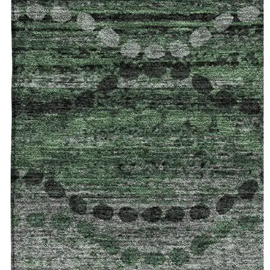 Olive Green And Gray Abstract Geometric Washable Area Rug With UV Protection Photo 3