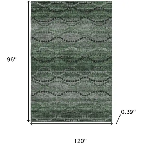 Olive Green And Gray Abstract Geometric Washable Area Rug With UV Protection Photo 9