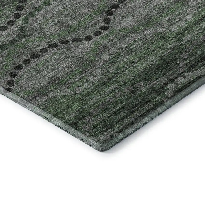 Olive Green And Gray Abstract Geometric Washable Area Rug With UV Protection Photo 7