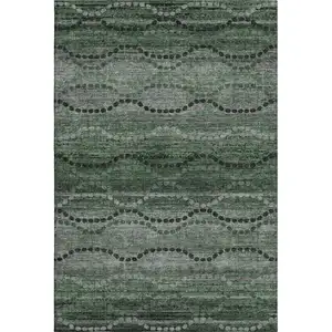Photo of Olive Green And Gray Abstract Geometric Washable Area Rug With UV Protection