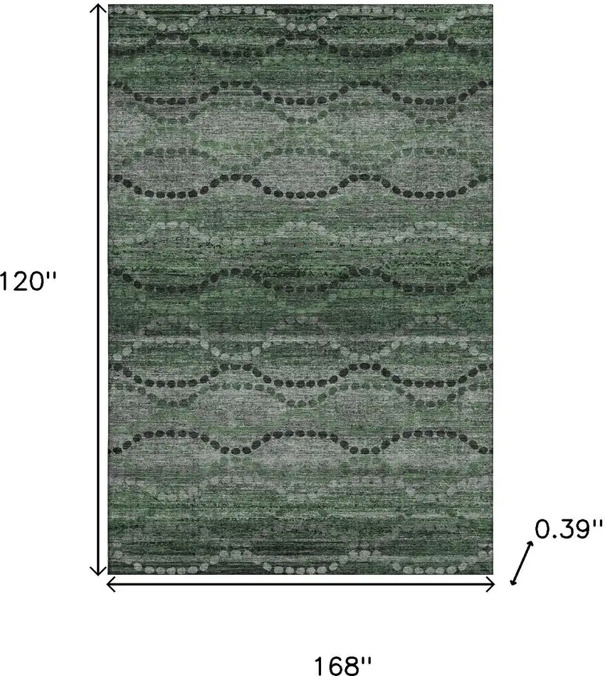 Olive Green And Gray Abstract Geometric Washable Area Rug With UV Protection Photo 9