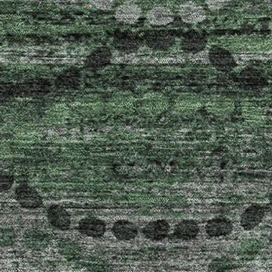 Olive Green And Gray Abstract Geometric Washable Area Rug With UV Protection Photo 3