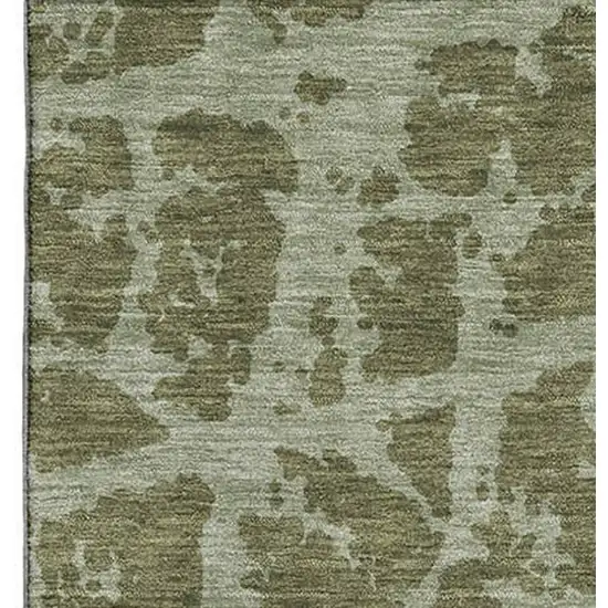 Olive Green And Gray Abstract Washable Area Rug With UV Protection Photo 4