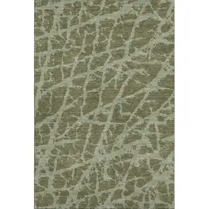 Photo of Olive Green And Gray Abstract Washable Area Rug With UV Protection
