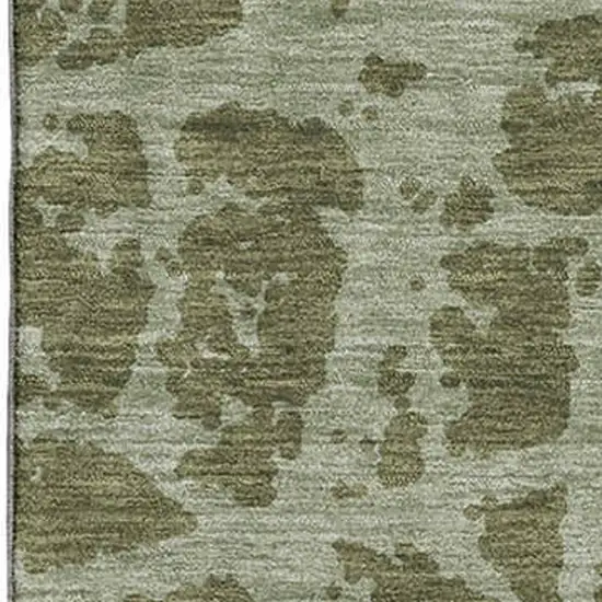 Olive Green And Gray Abstract Washable Area Rug With UV Protection Photo 3