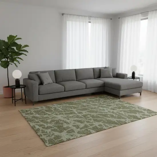 Olive Green And Gray Abstract Washable Area Rug With UV Protection Photo 1