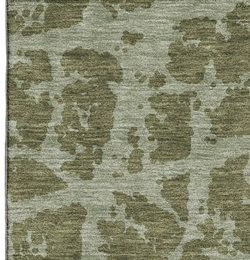 Olive Green And Gray Abstract Washable Area Rug With UV Protection Photo 3