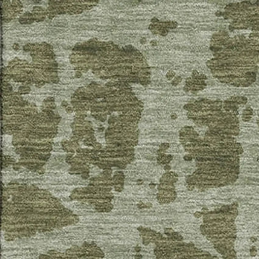 Olive Green And Gray Abstract Washable Area Rug With UV Protection Photo 3