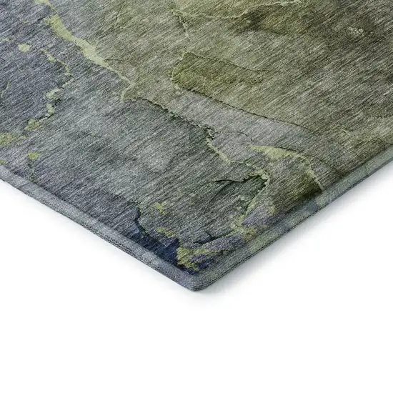 Olive Green And Gray Abstract Washable Area Rug With UV Protection Photo 7