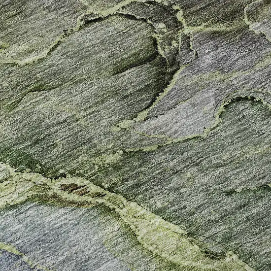 Olive Green And Gray Abstract Washable Area Rug With UV Protection Photo 9