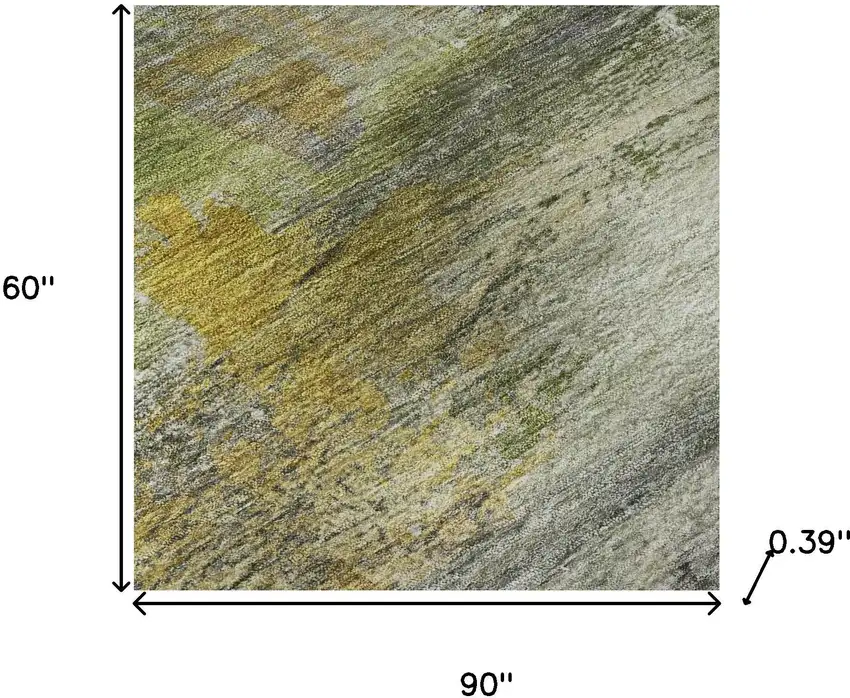 Olive Green And Gray Abstract Washable Area Rug With UV Protection Photo 9