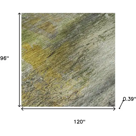 Olive Green And Gray Abstract Washable Area Rug With UV Protection Photo 9