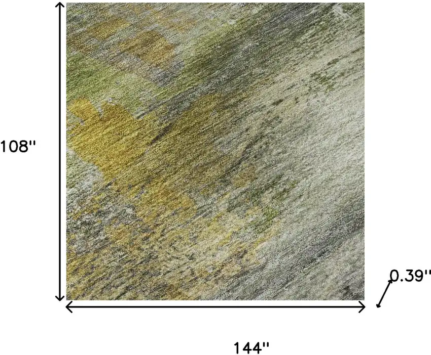 Olive Green And Gray Abstract Washable Area Rug With UV Protection Photo 9