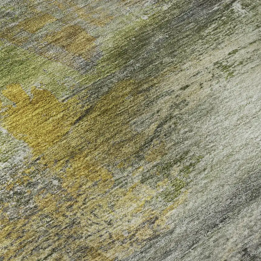 Olive Green And Gray Abstract Washable Area Rug With UV Protection Photo 3