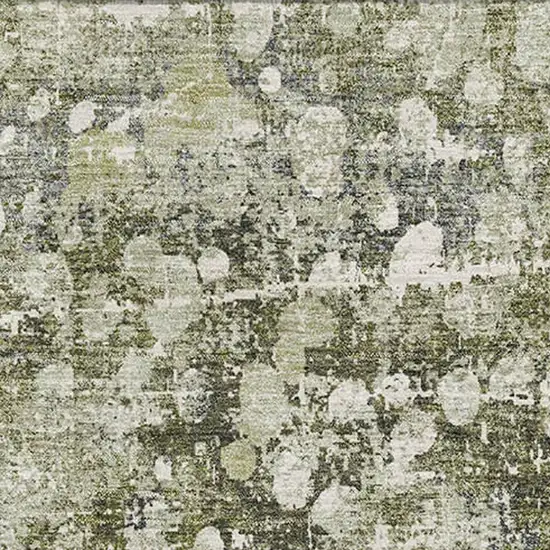 Olive Green And Gray Abstract Washable Area Rug With UV Protection Photo 3