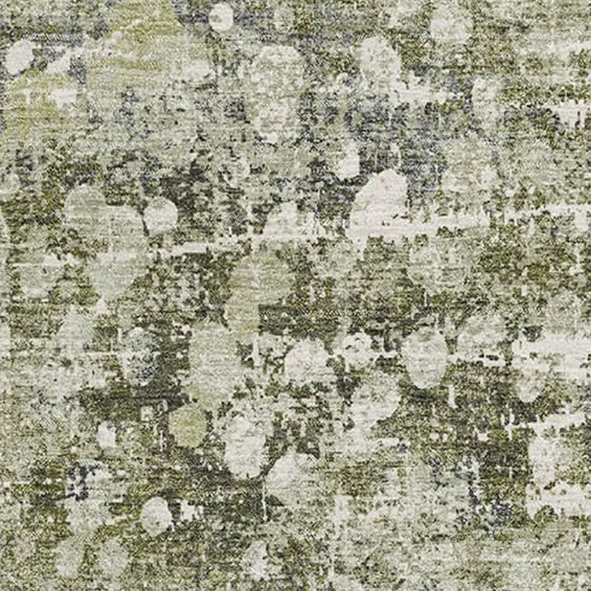 Olive Green And Gray Abstract Washable Area Rug With UV Protection Photo 3