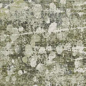 Photo of Olive Green And Gray Abstract Washable Area Rug With UV Protection