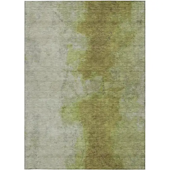 Olive Green And Gray Abstract Washable Indoor Outdoor Area Rug Photo 3