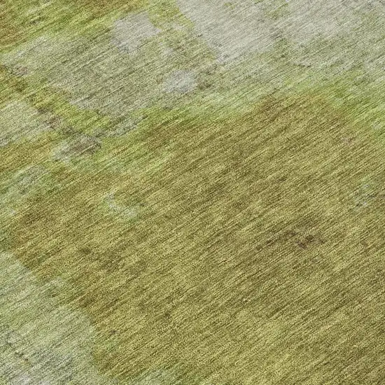 Olive Green And Gray Abstract Washable Indoor Outdoor Area Rug Photo 8