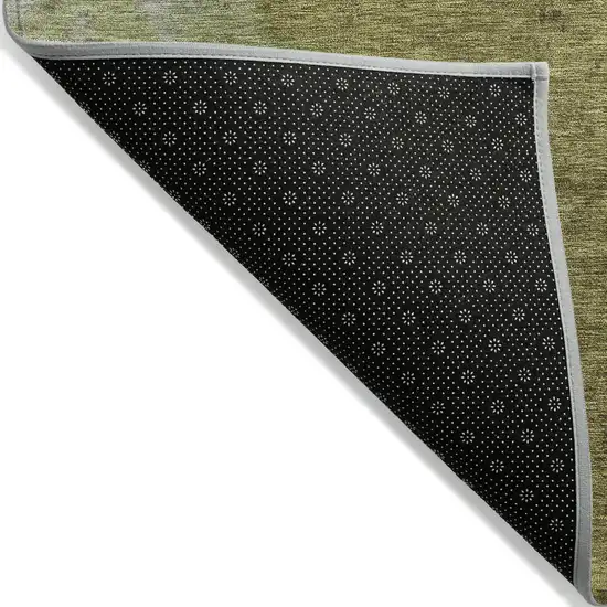Olive Green And Gray Abstract Washable Indoor Outdoor Area Rug Photo 5
