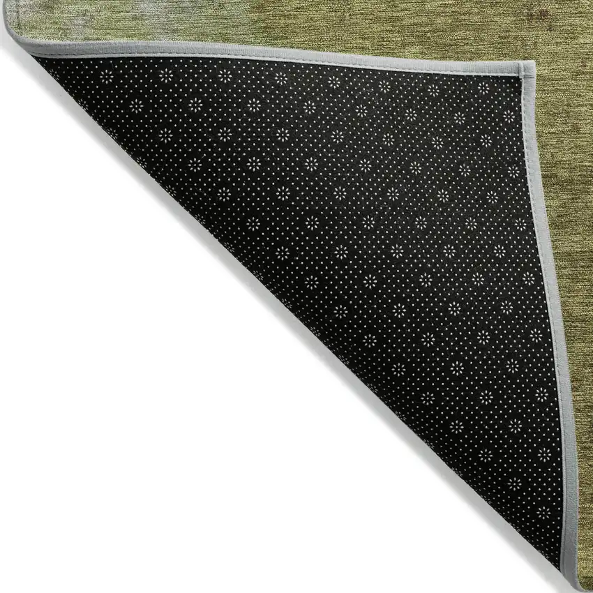 Olive Green And Gray Abstract Washable Indoor Outdoor Area Rug Photo 5