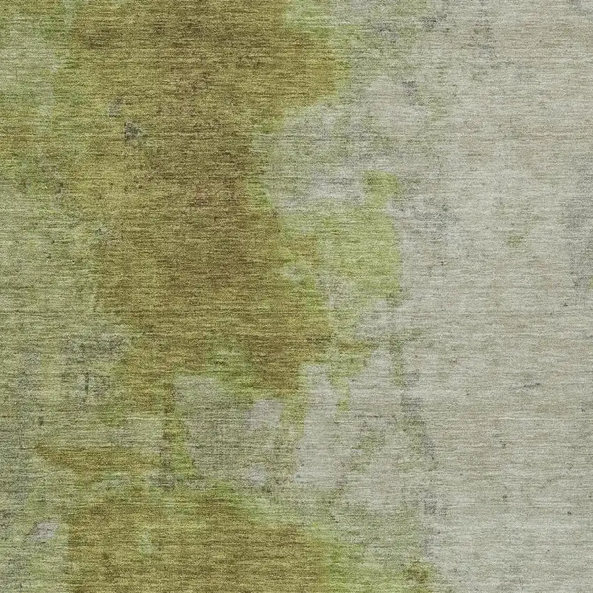 Olive Green And Gray Abstract Washable Indoor Outdoor Area Rug Photo 4