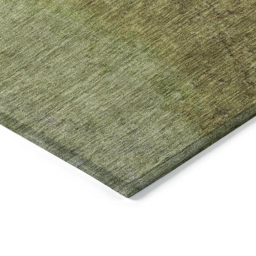 Olive Green And Gray Abstract Washable Indoor Outdoor Area Rug Photo 7