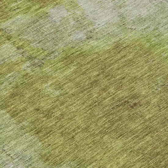Olive Green And Gray Abstract Washable Indoor Outdoor Area Rug Photo 8