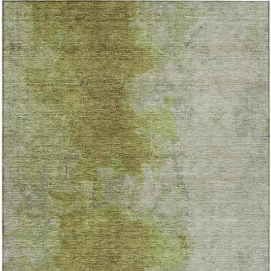 Olive Green And Gray Abstract Washable Indoor Outdoor Area Rug Photo 6