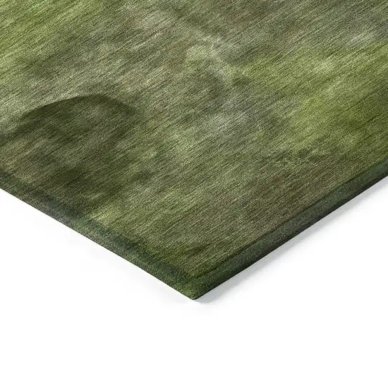 Olive Green And Gray Abstract Washable Indoor Outdoor Area Rug Photo 4