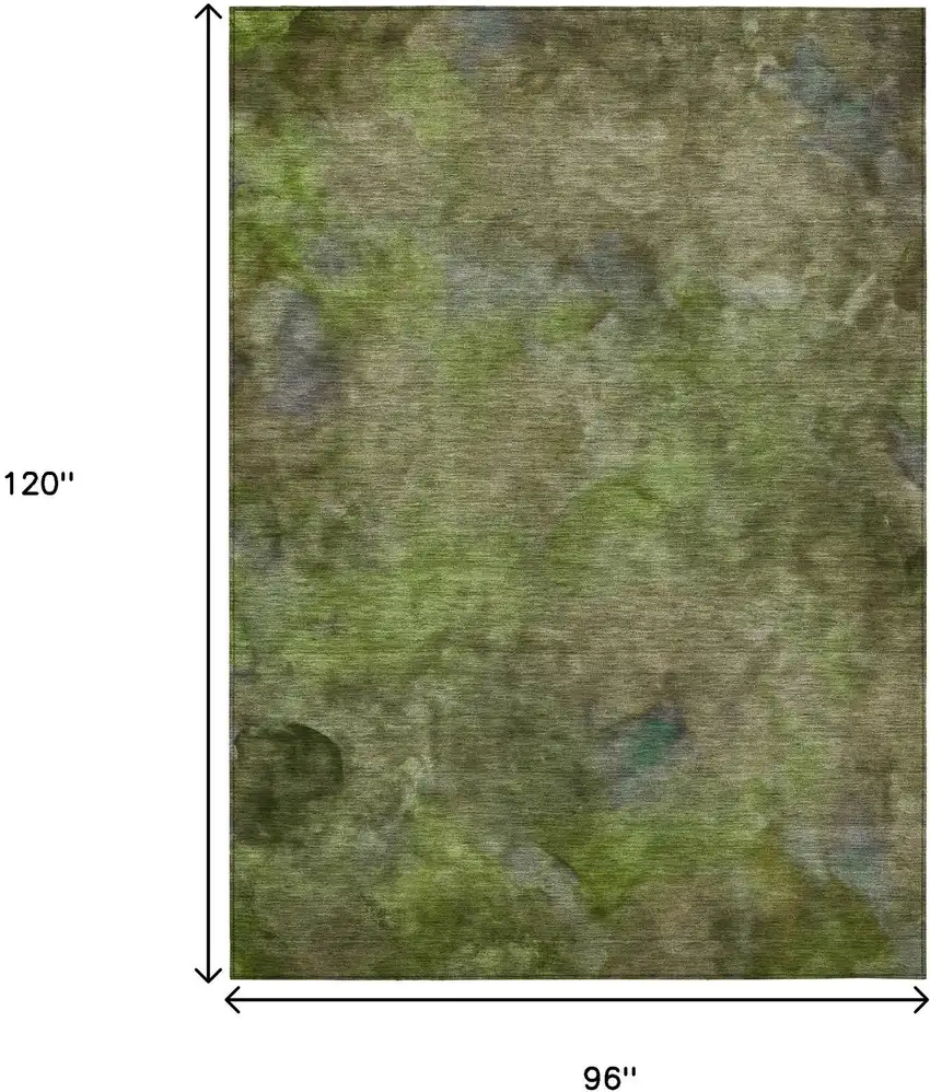 Olive Green And Gray Abstract Washable Indoor Outdoor Area Rug Photo 3
