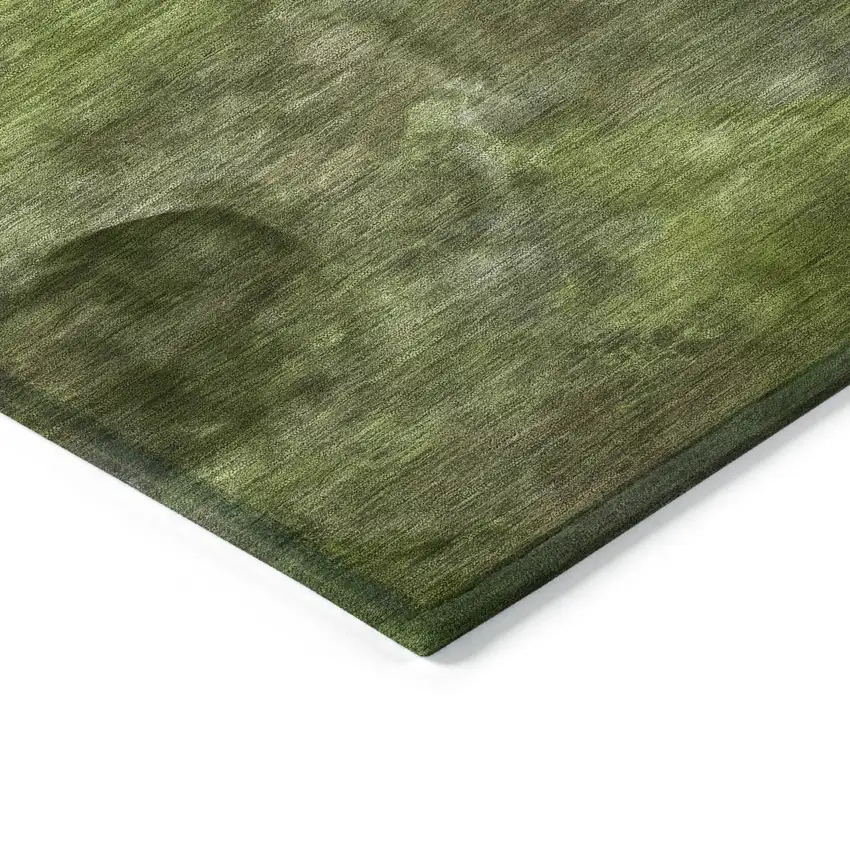 Olive Green And Gray Abstract Washable Indoor Outdoor Area Rug Photo 5