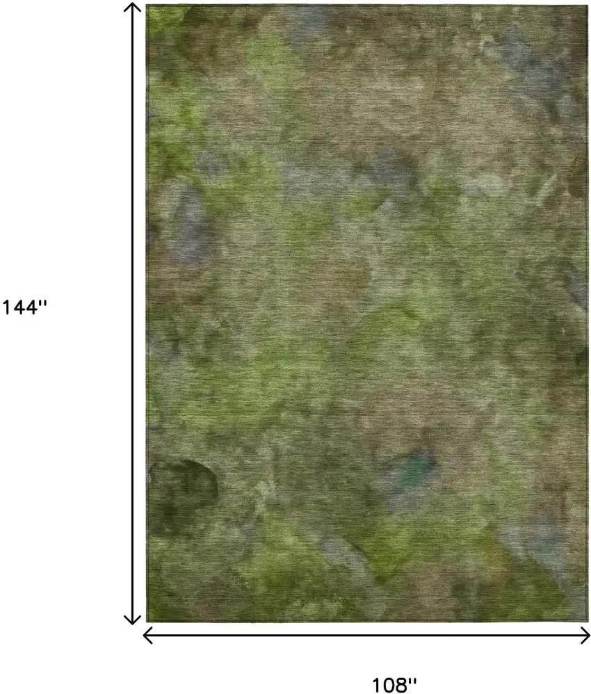 Olive Green And Gray Abstract Washable Indoor Outdoor Area Rug Photo 3