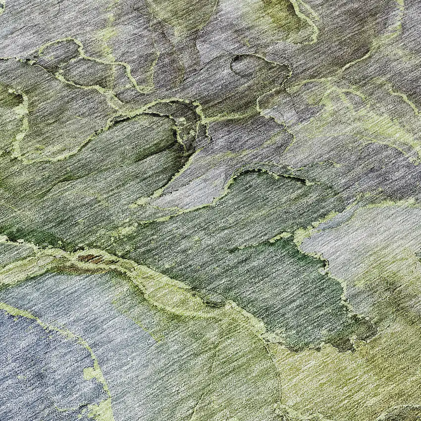 Olive Green And Gray Abstract Washable Indoor Outdoor Area Rug Photo 5