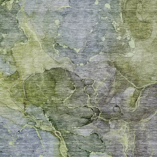 Olive Green And Gray Abstract Washable Indoor Outdoor Area Rug Photo 8