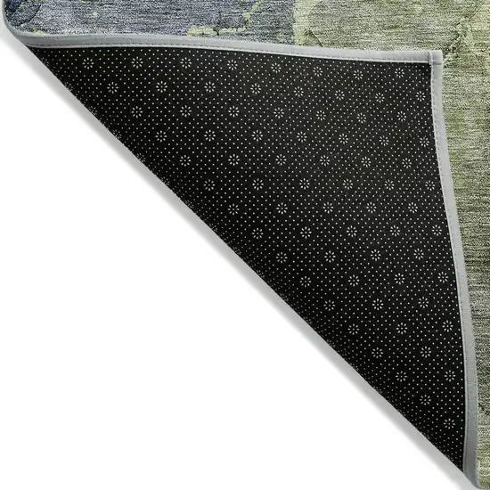 Olive Green And Gray Abstract Washable Indoor Outdoor Area Rug Photo 5