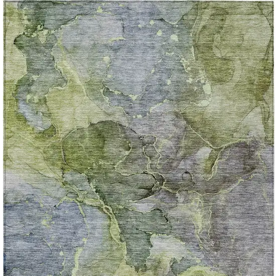 Olive Green And Gray Abstract Washable Indoor Outdoor Area Rug Photo 7