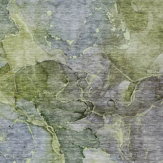 Olive Green And Gray Abstract Washable Indoor Outdoor Area Rug Photo 6
