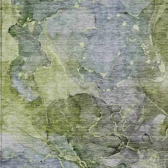 Olive Green And Gray Abstract Washable Indoor Outdoor Area Rug Photo 6