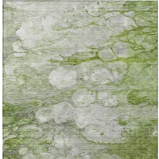 Olive Green And Gray Abstract Washable Indoor Outdoor Area Rug Photo 5